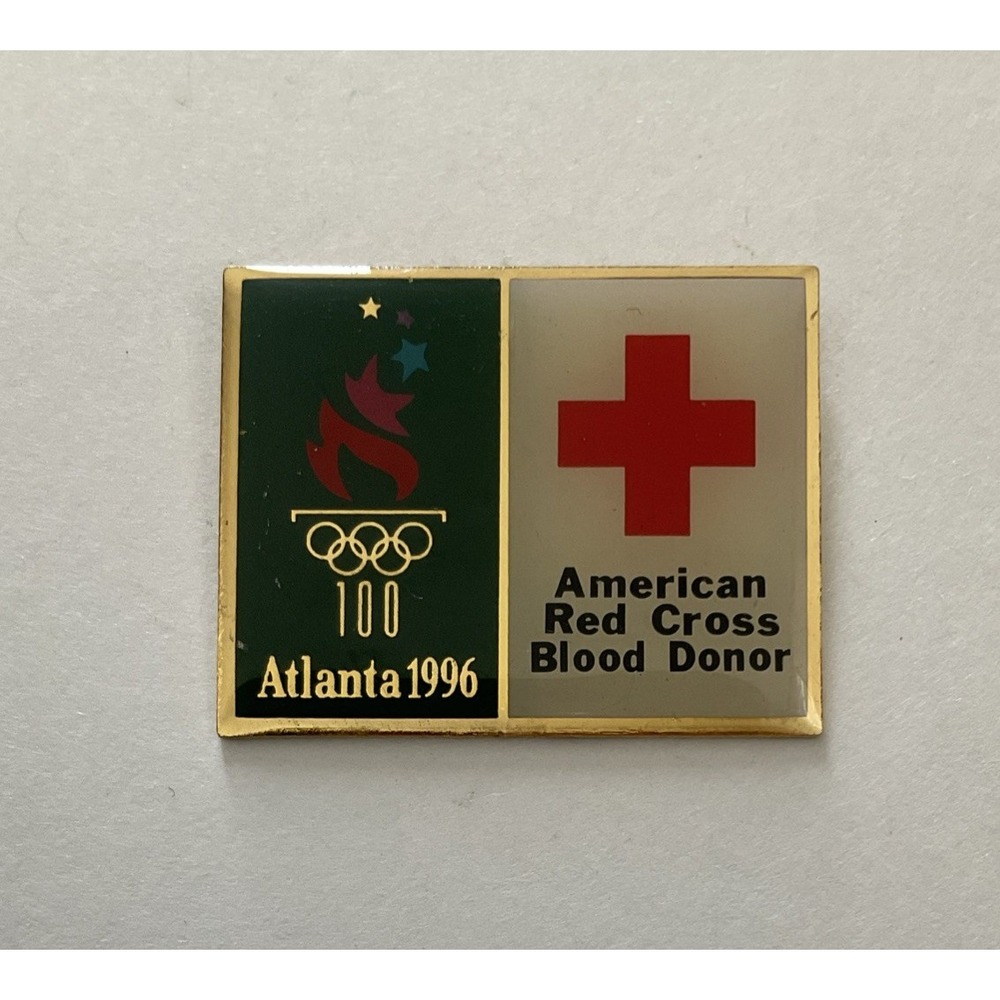 1996 Atlanta American Red Cross Olympic Lapel Pin Hat Pinback Aminco 655014